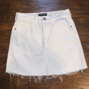 White distressed jean skirt